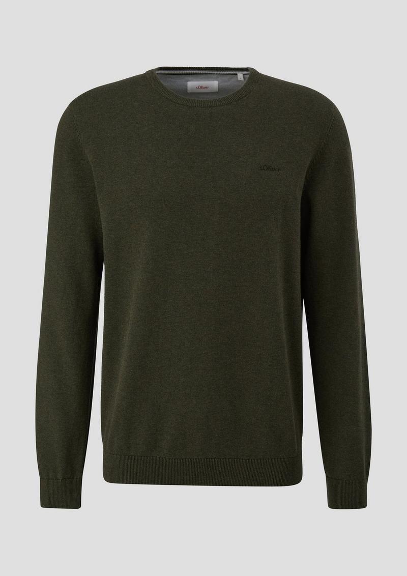 s.Oliver Strickpullover mit Logo-Stickerei - olivgrün