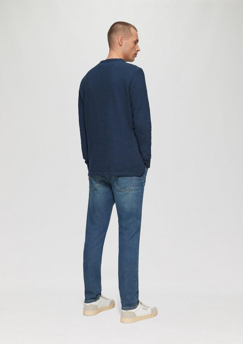 s.Oliver Meliertes Longsleeve mit aufgesetzter Brusttasche - navy