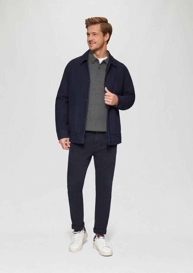 s.Oliver Softer Polo-Strickpullover aus reiner Wolle - graphit