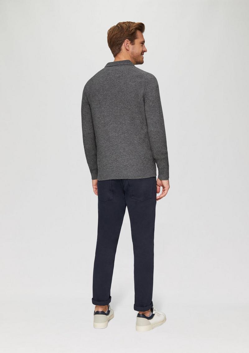 s.Oliver Softer Polo-Strickpullover aus reiner Wolle - graphit