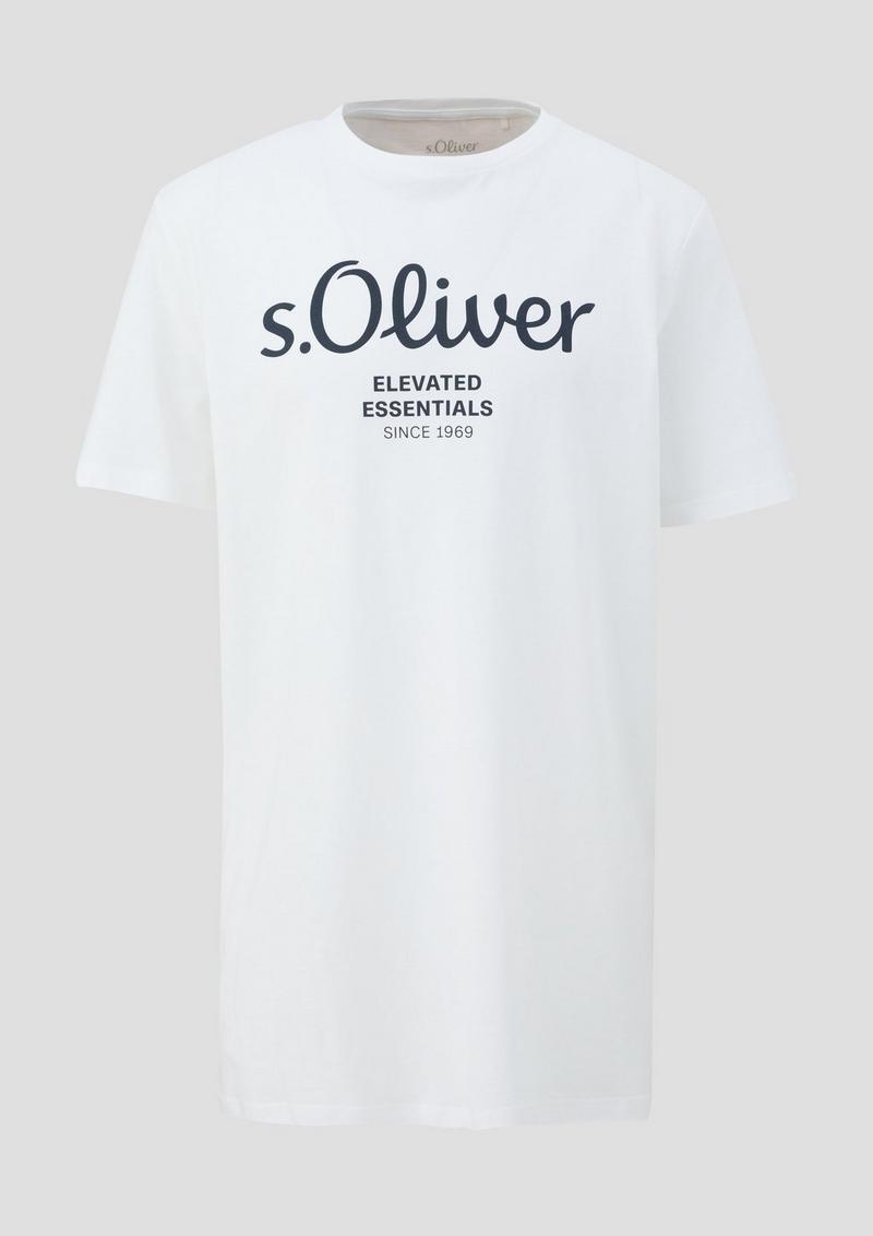 s.Oliver T-Shirt aus Baumwolle mit Logo-Print - weiß