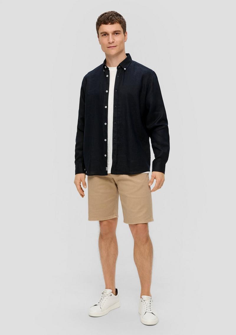 s.Oliver Leinenhemd mit Button-Down-Kragen - navy