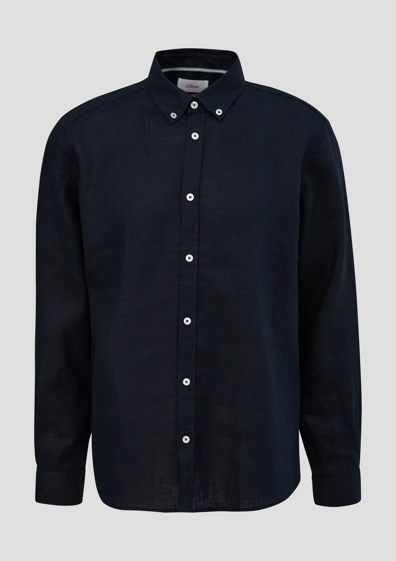 s.Oliver Leinenhemd mit Button-Down-Kragen - navy