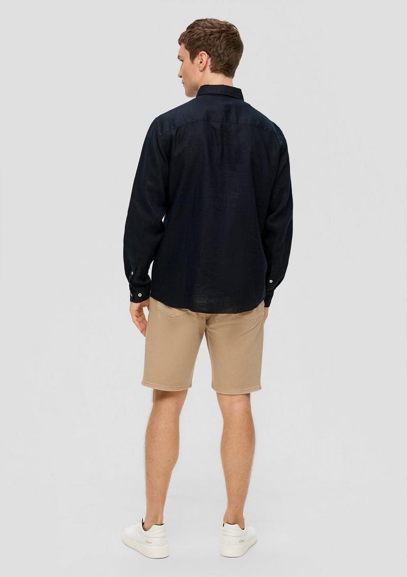 s.Oliver Leinenhemd mit Button-Down-Kragen - navy