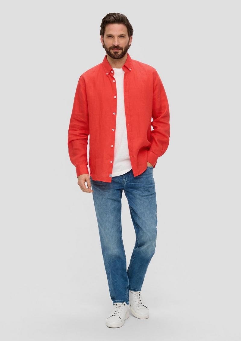 s.Oliver Leinenhemd mit Button-Down-Kragen - rot