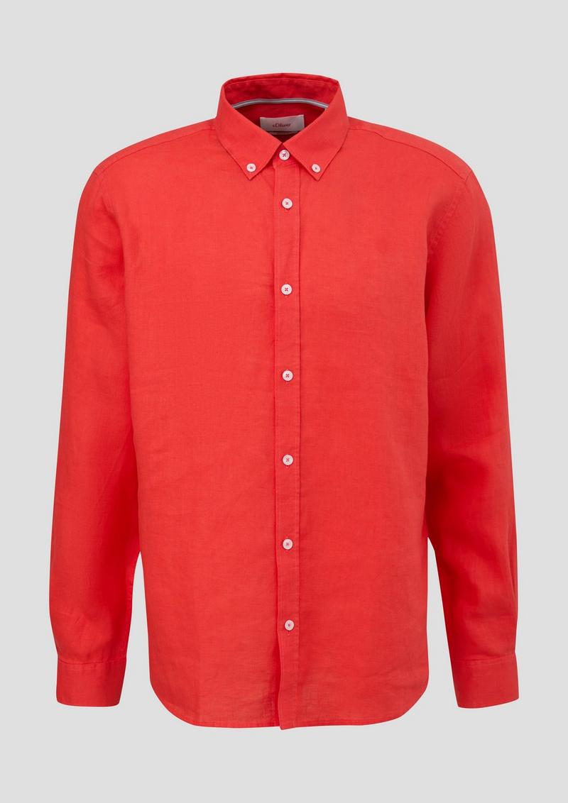 s.Oliver Leinenhemd mit Button-Down-Kragen - rot