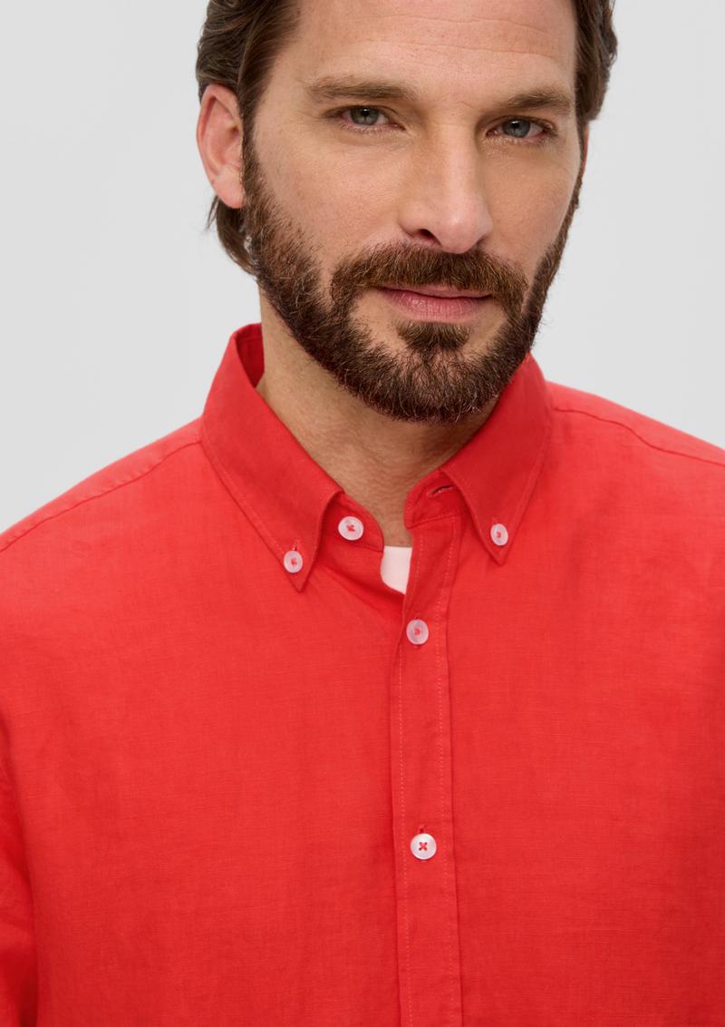 s.Oliver Leinenhemd mit Button-Down-Kragen - rot