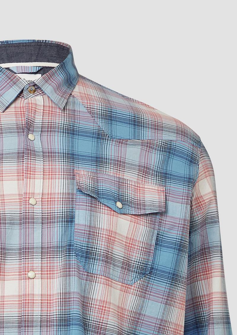 s.Oliver Regular Fit: Kariertes Hemd im Western-Style - hellblau