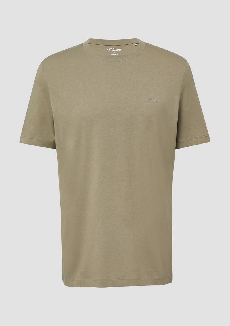 s.Oliver Baumwoll-T-Shirt mit Logo-Print - helles olivgrün