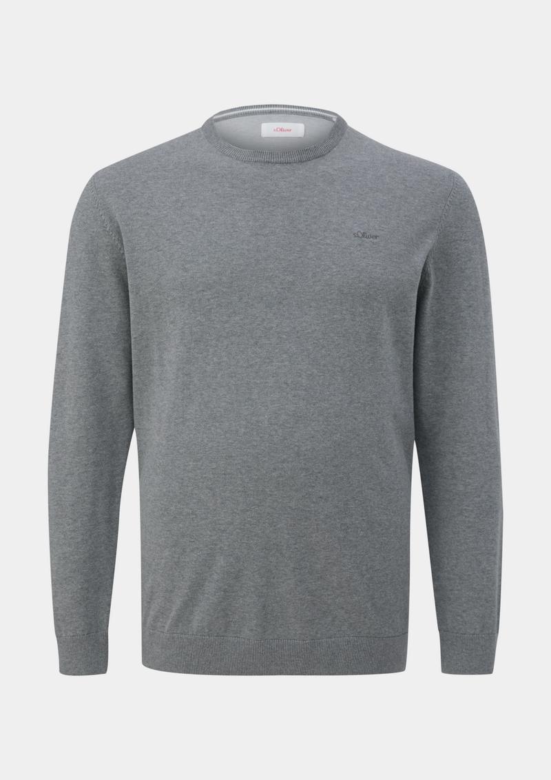 s.Oliver Strickpullover mit Logo-Stickerei - grau
