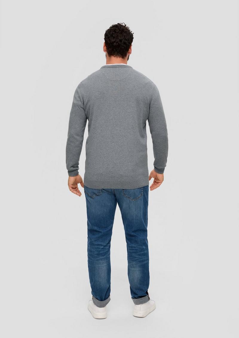 s.Oliver Strickpullover mit Logo-Stickerei - grau