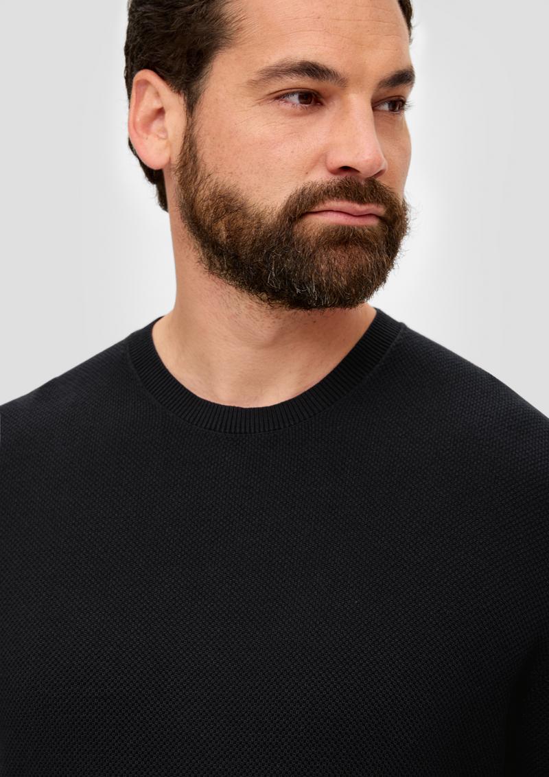 s.Oliver Feinstrickpullover aus Baumwolle - schwarz