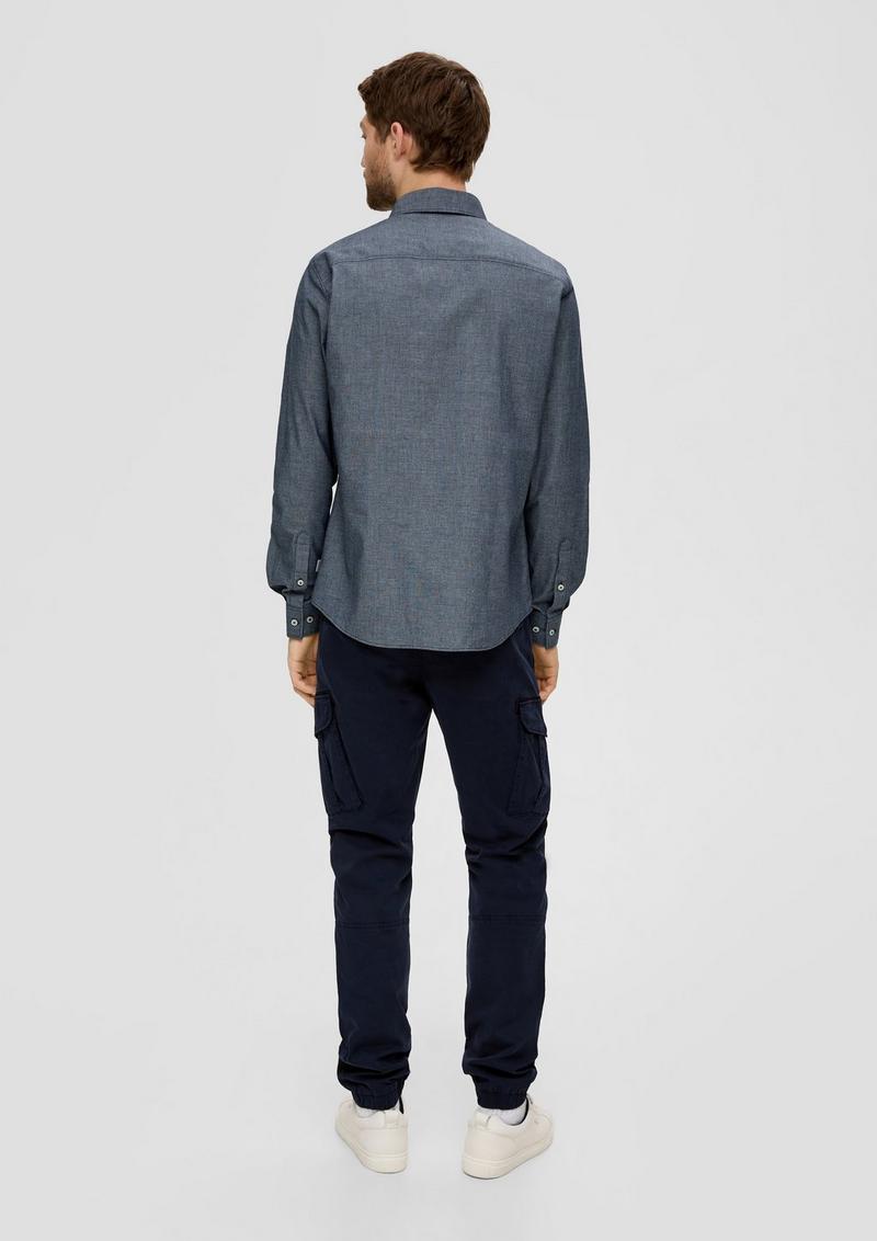 s.Oliver Slim: Langarmhemd mit aufgesetzter Brusttasche - navy