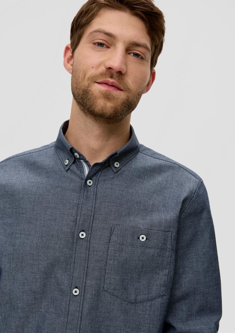 s.Oliver Slim: Langarmhemd mit aufgesetzter Brusttasche - navy