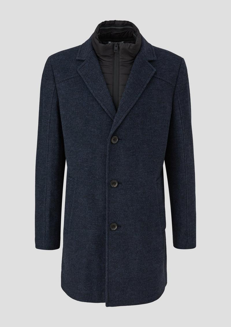s.Oliver Tweed-Mantel mit herausnehmbarem Insert - navy