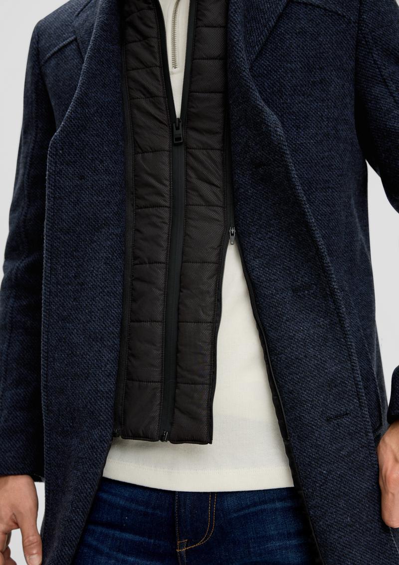 s.Oliver Tweed-Mantel mit herausnehmbarem Insert - navy