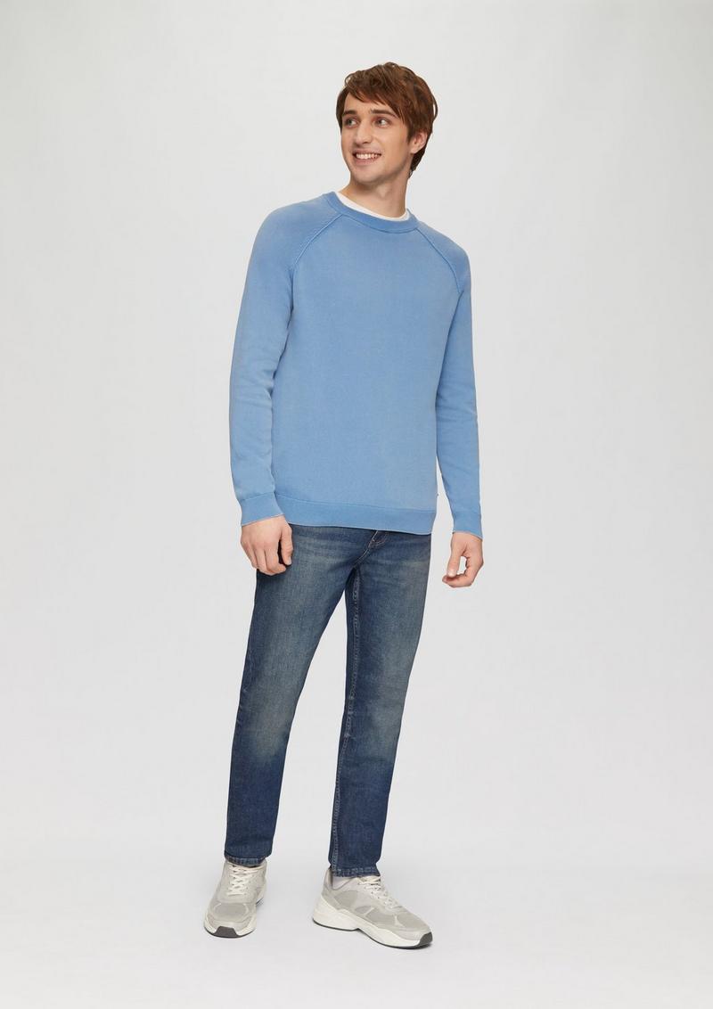 s.Oliver Baumwollpullover im Used-Look - hellblau