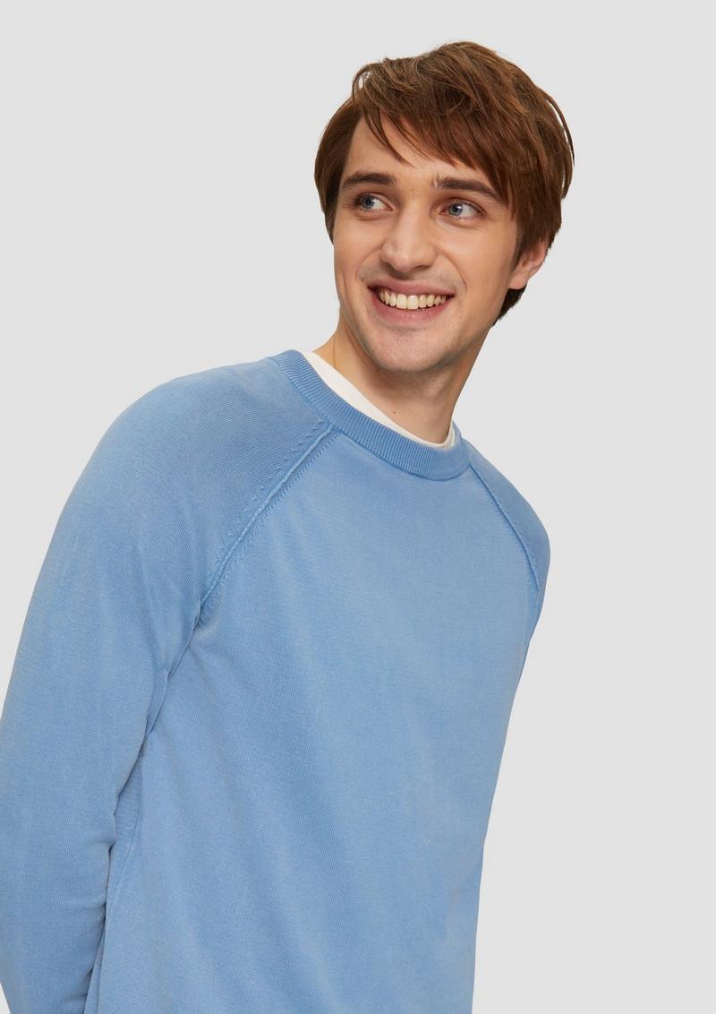 s.Oliver Baumwollpullover im Used-Look - hellblau