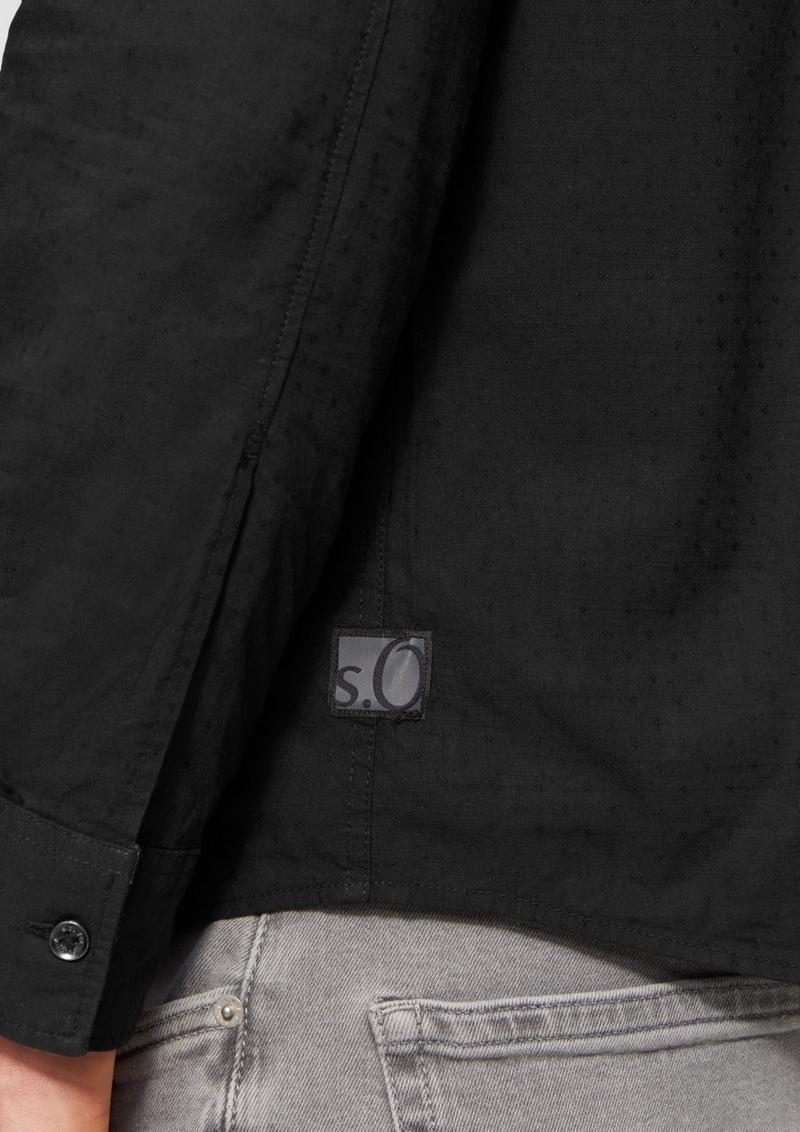 s.Oliver Regular Fit: Leichtes Baumwollhemd mit Struktur - schwarz
