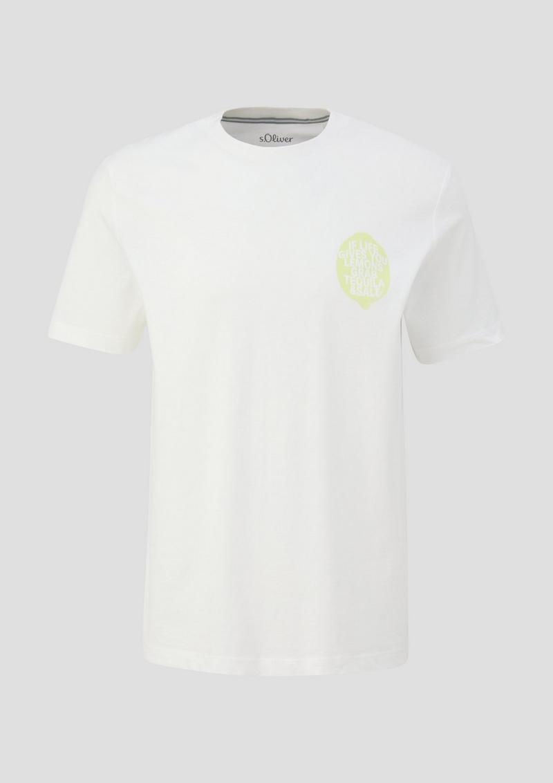 s.Oliver Baumwoll-T-Shirt mit Frontprint - weiß