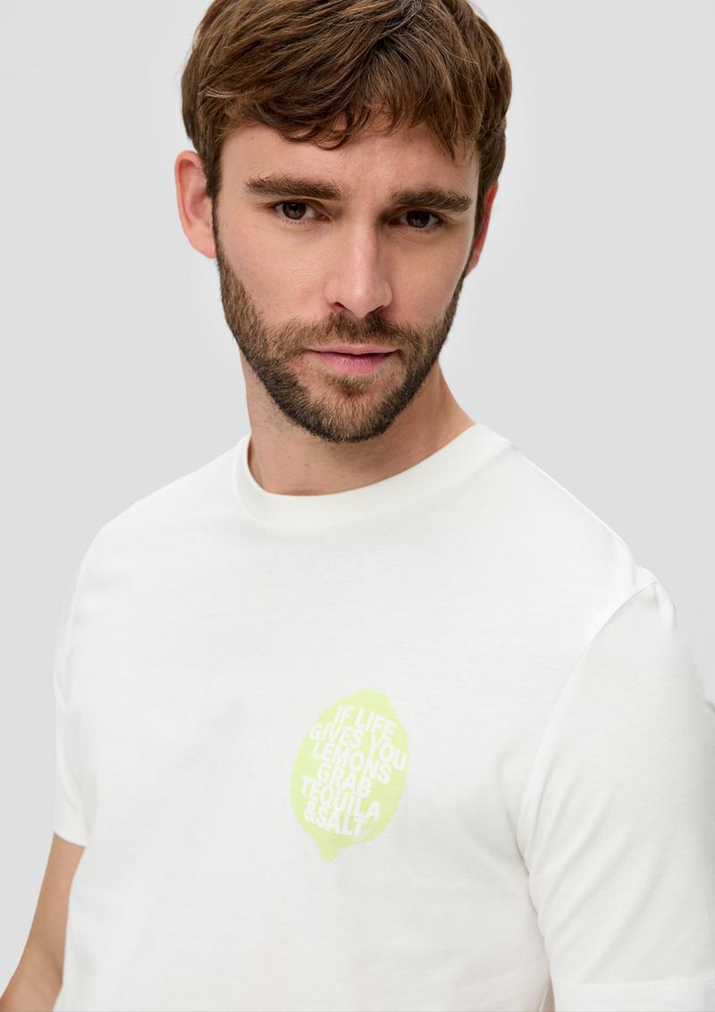 s.Oliver Baumwoll-T-Shirt mit Frontprint - weiß