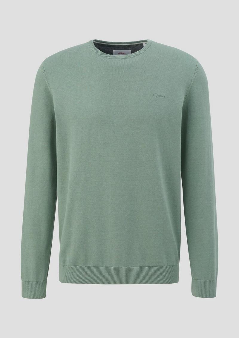 s.Oliver Strickpullover mit Logo - salbeigrün