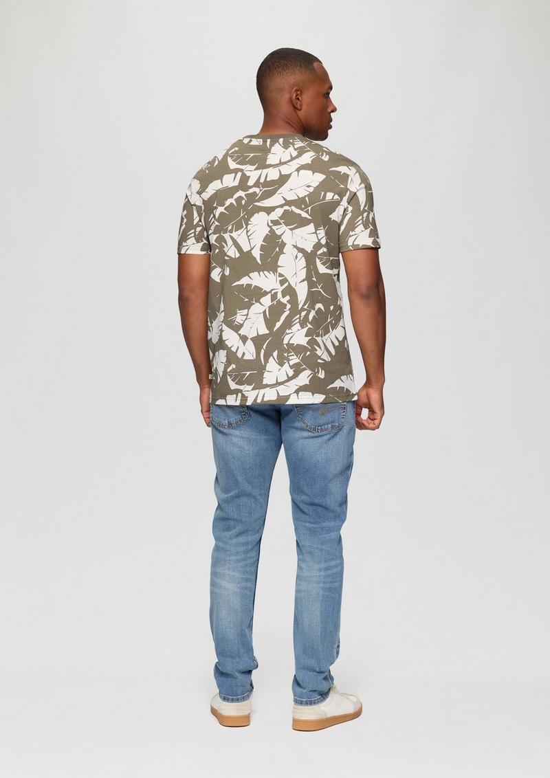 s.Oliver T-Shirt mit All-over-Print - karamell