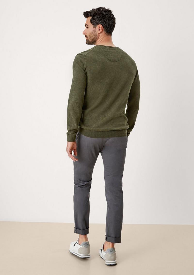 s.Oliver Feinstrickpulli mit V-Ausschnitt - olivgrün