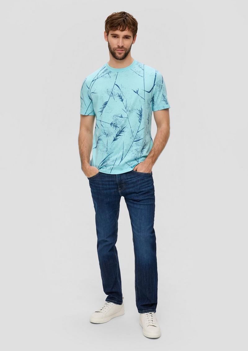 s.Oliver T-Shirt mit All-over-Print - helles türkis