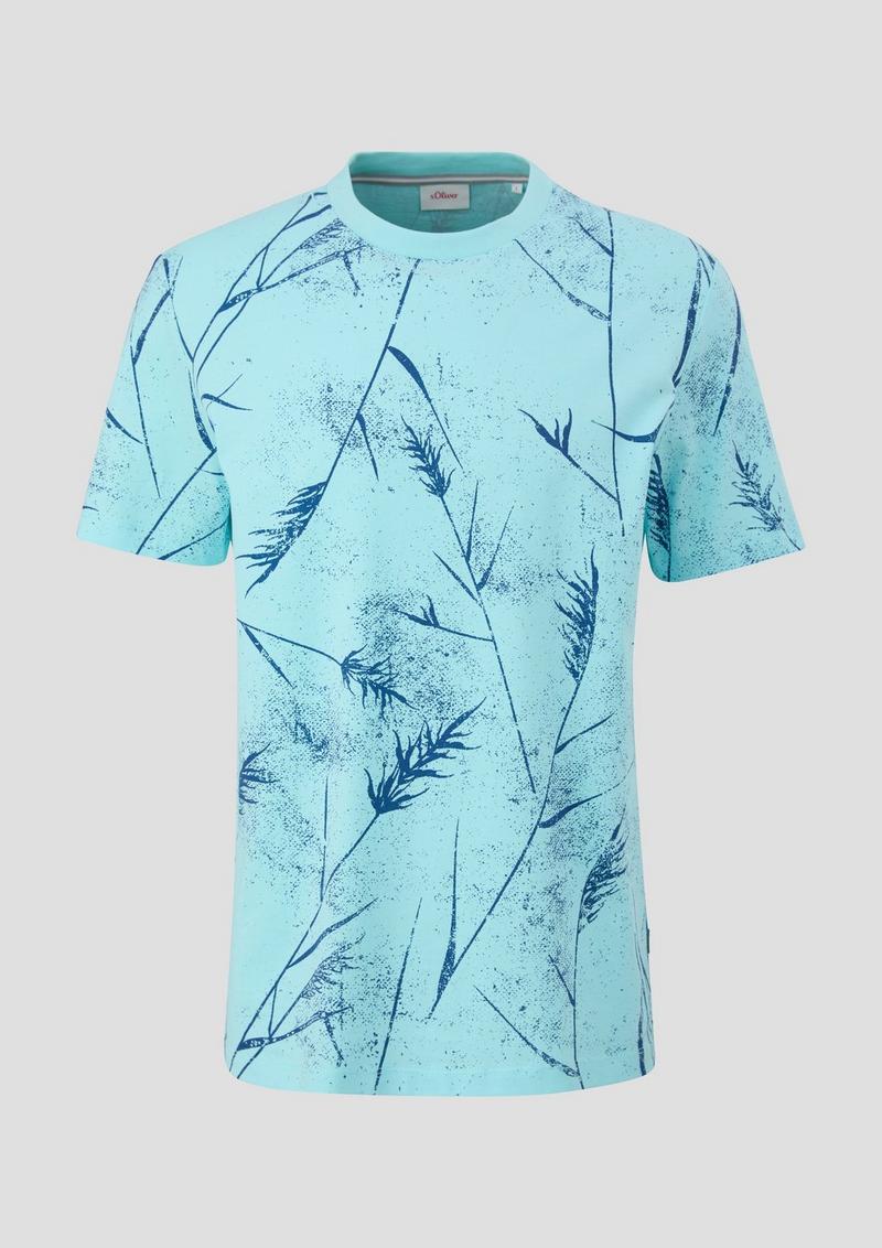 s.Oliver T-Shirt mit All-over-Print - helles türkis