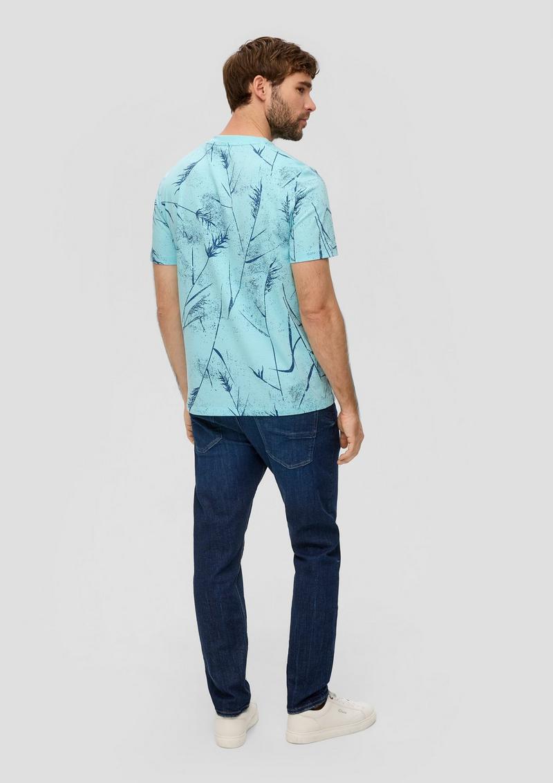 s.Oliver T-Shirt mit All-over-Print - helles türkis