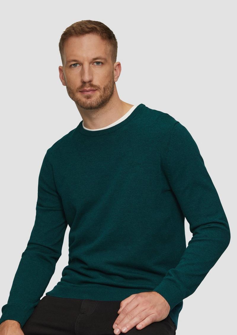 s.Oliver Strickpullover mit Logo-Stickerei - petrol