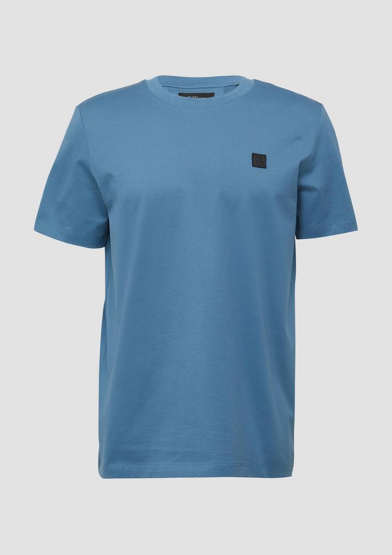 s.Oliver T-Shirt aus merzerisierter Baumwolle mit Label-Patch - aquamarin