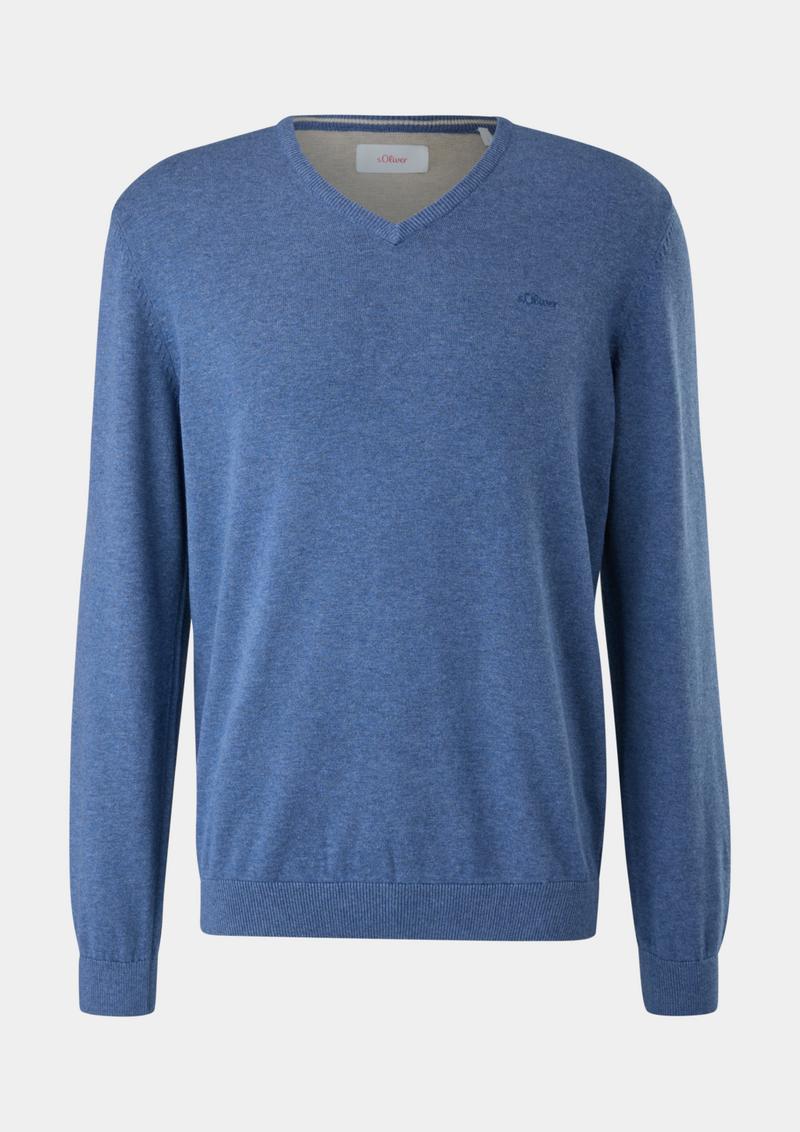 s.Oliver Feinstrickpulli mit V-Ausschnitt - tiefblau
