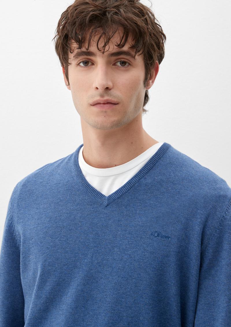 s.Oliver Feinstrickpulli mit V-Ausschnitt - tiefblau