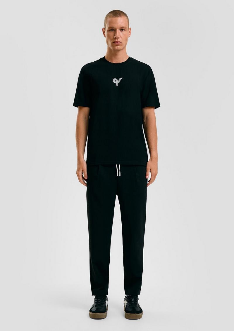 s.Oliver STREETS Kapsel T-Shirt aus schwerer Baumwolle mit Logo- und Rückenprint - schwarz
