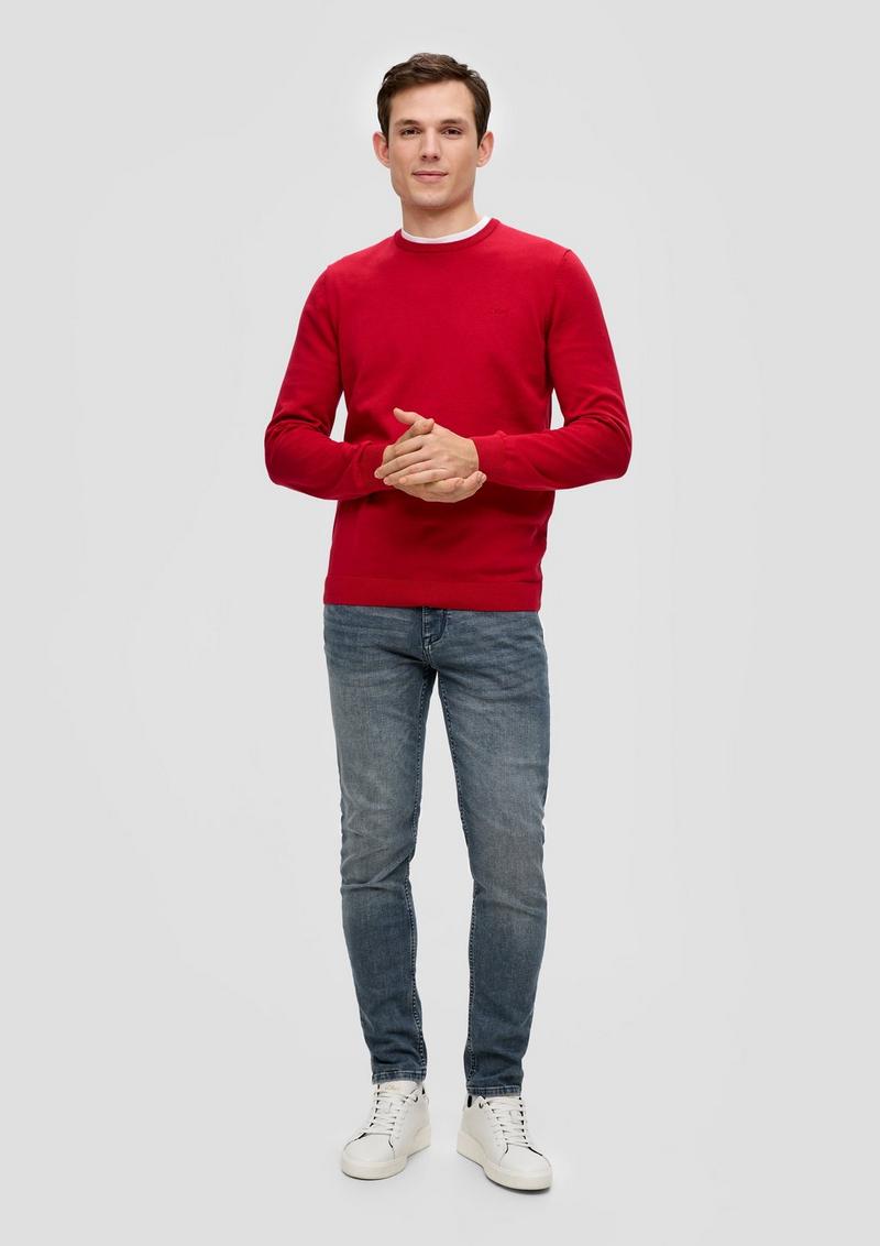 s.Oliver Strickpullover mit Logo-Stickerei - chilirot