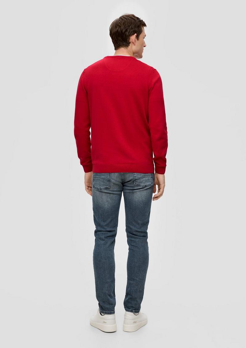 s.Oliver Strickpullover mit Logo-Stickerei - chilirot