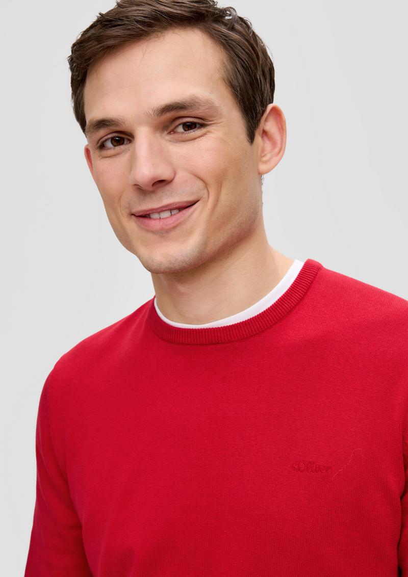 s.Oliver Strickpullover mit Logo-Stickerei - chilirot