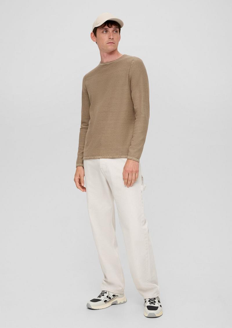 s.Oliver Pullover mit Garment Dye - sandfarben