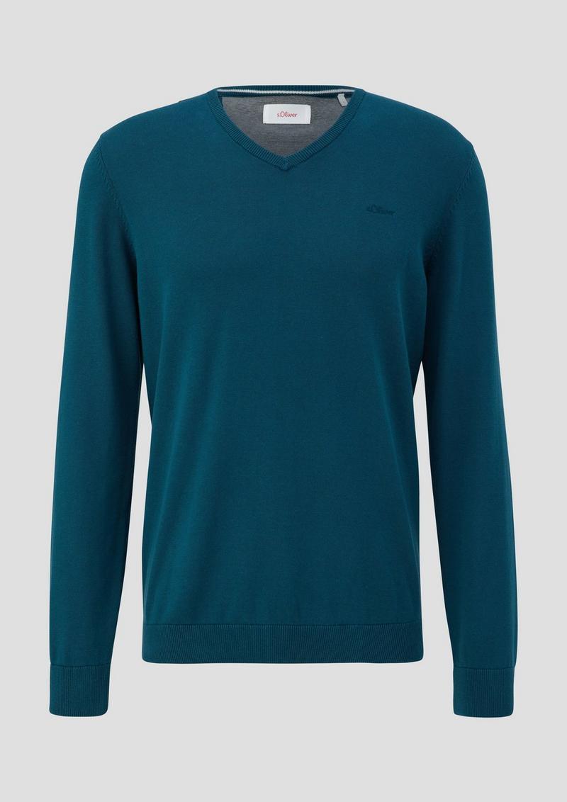 s.Oliver Strickpullover mit V-Ausschnitt - dunkles türkis