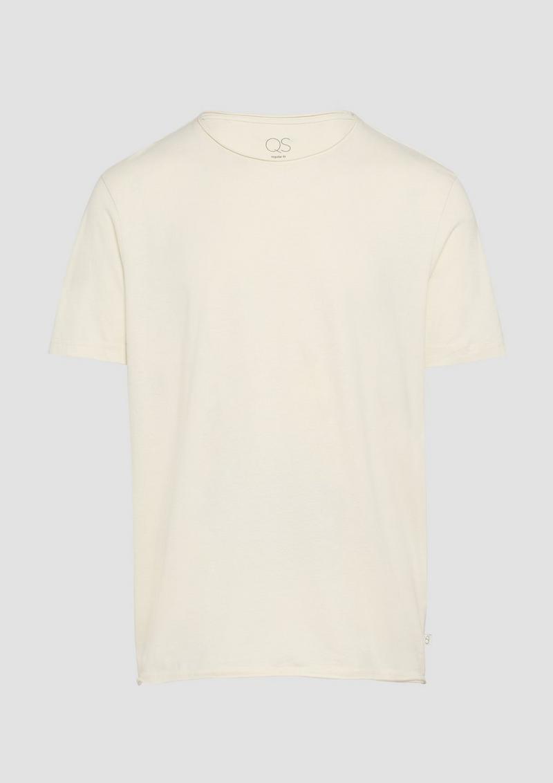 s.Oliver Gewaschenes T-Shirt mit Rollsaum - beige