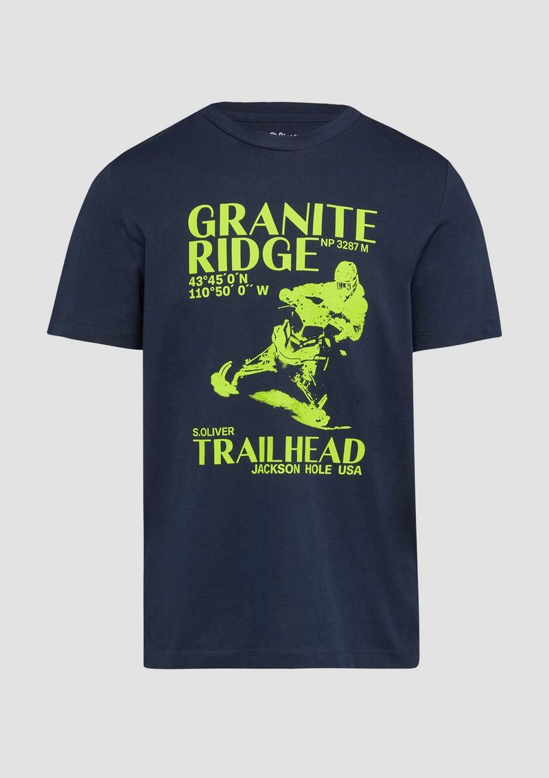 s.Oliver Crew-Neck-Shirt mit Frontprint - navy