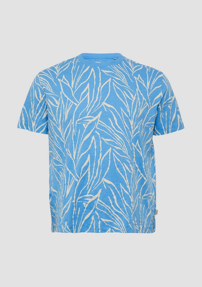 s.Oliver Baumwoll-T-Shirt mit All-over-Print - blau
