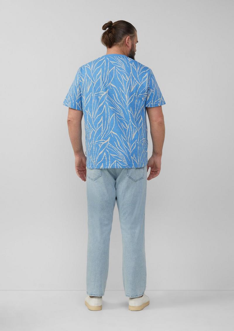 s.Oliver Baumwoll-T-Shirt mit All-over-Print - blau