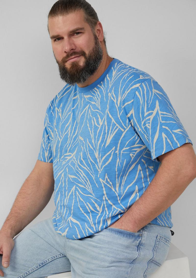s.Oliver Baumwoll-T-Shirt mit All-over-Print - blau