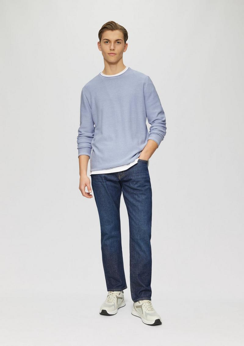 s.Oliver Gewaschener Strickpullover mit Rollkante - himmelblau