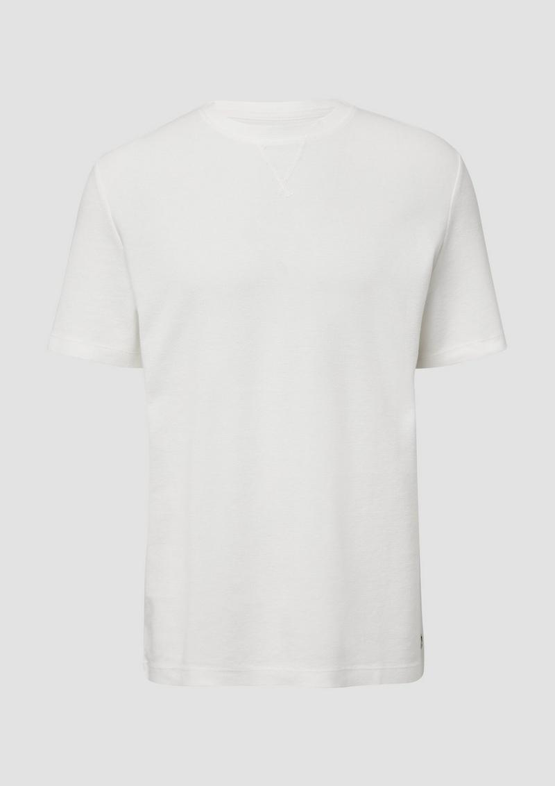 s.Oliver Strukturiertes T-Shirt mit Crew Neck - weiß