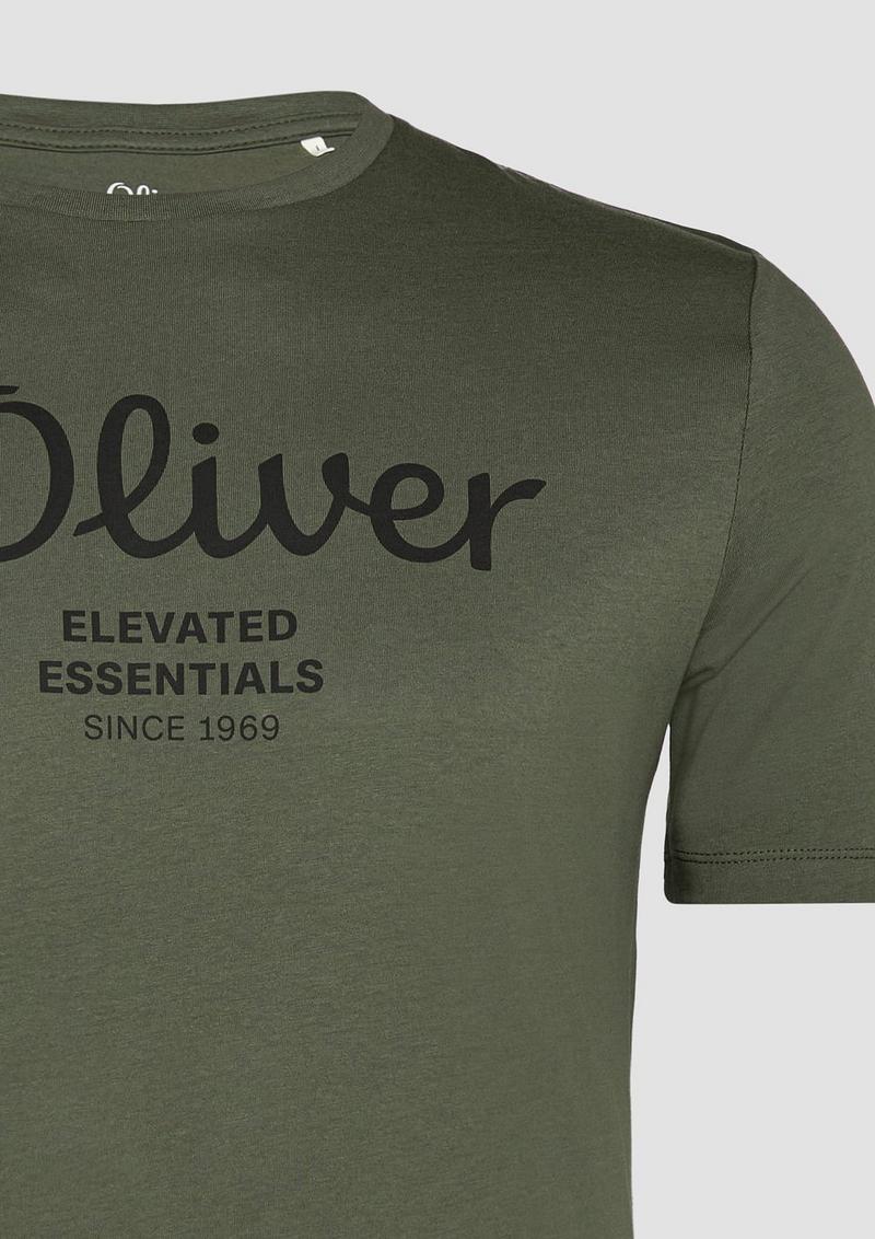 s.Oliver T-Shirt mit Logo-Print - olivgrün