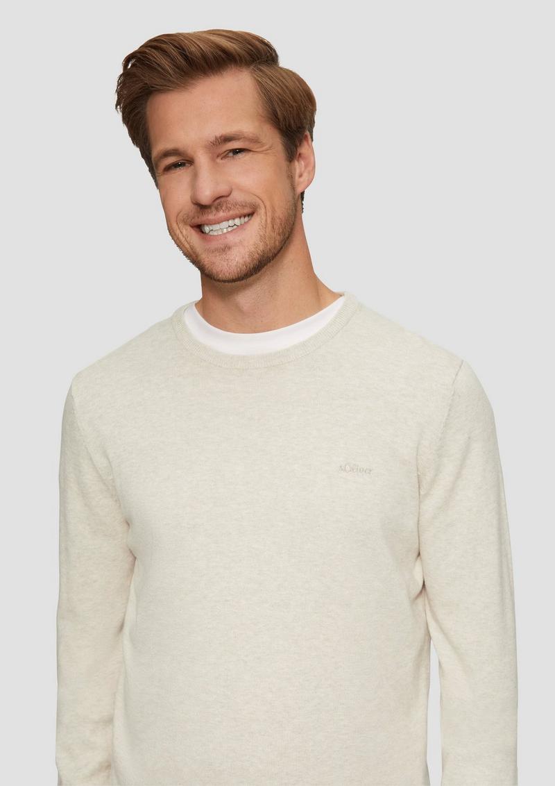 s.Oliver Strickpullover mit Logo-Stickerei - beige